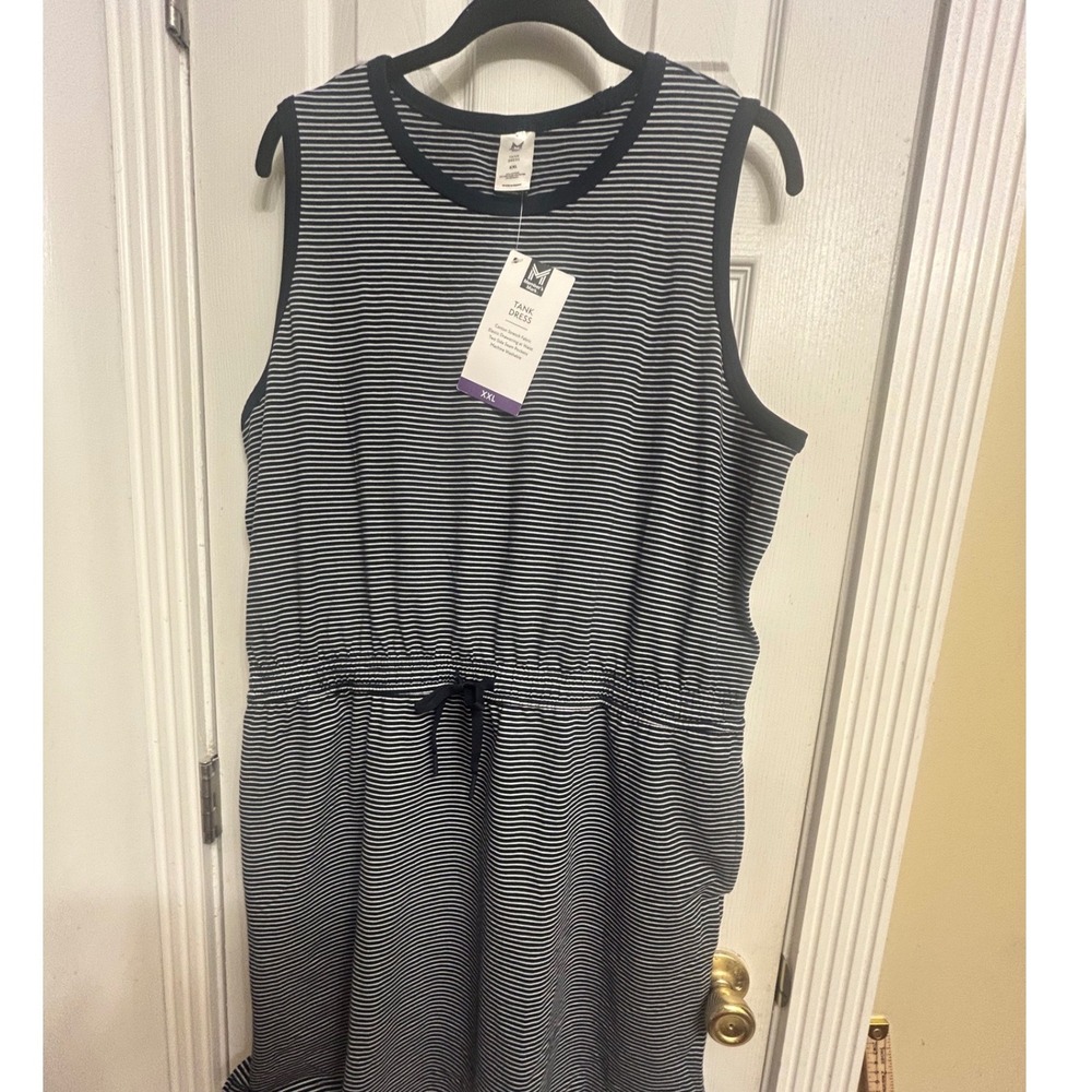Member's Mark Navy White Striped Tank Dress XXL Sleeveless Cotton Stretch
